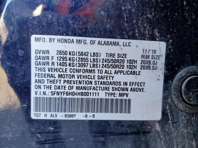 5FNYF6H04HB001111 Honda j35y6