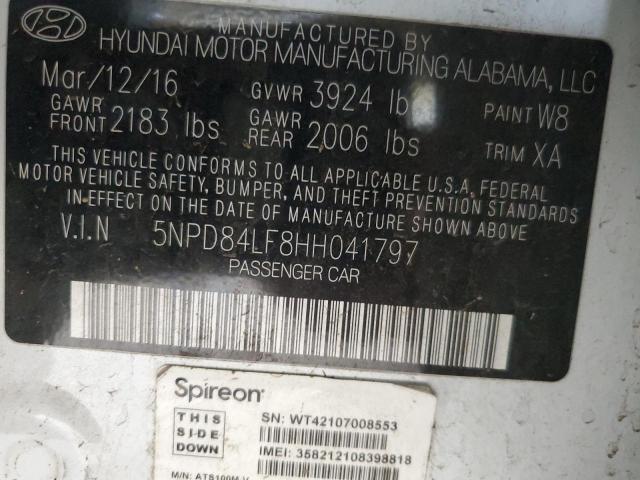 5NPD84LF8HH041797 Hyundai 2017