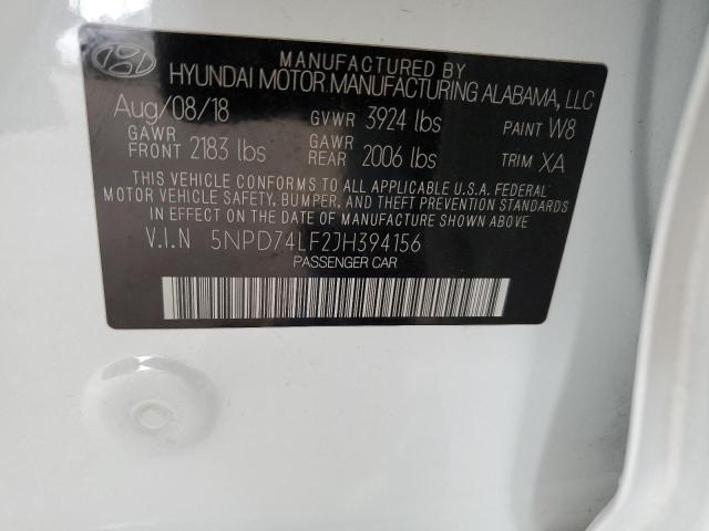 5NPD74LF2JH394156 Hyundai mpi nu