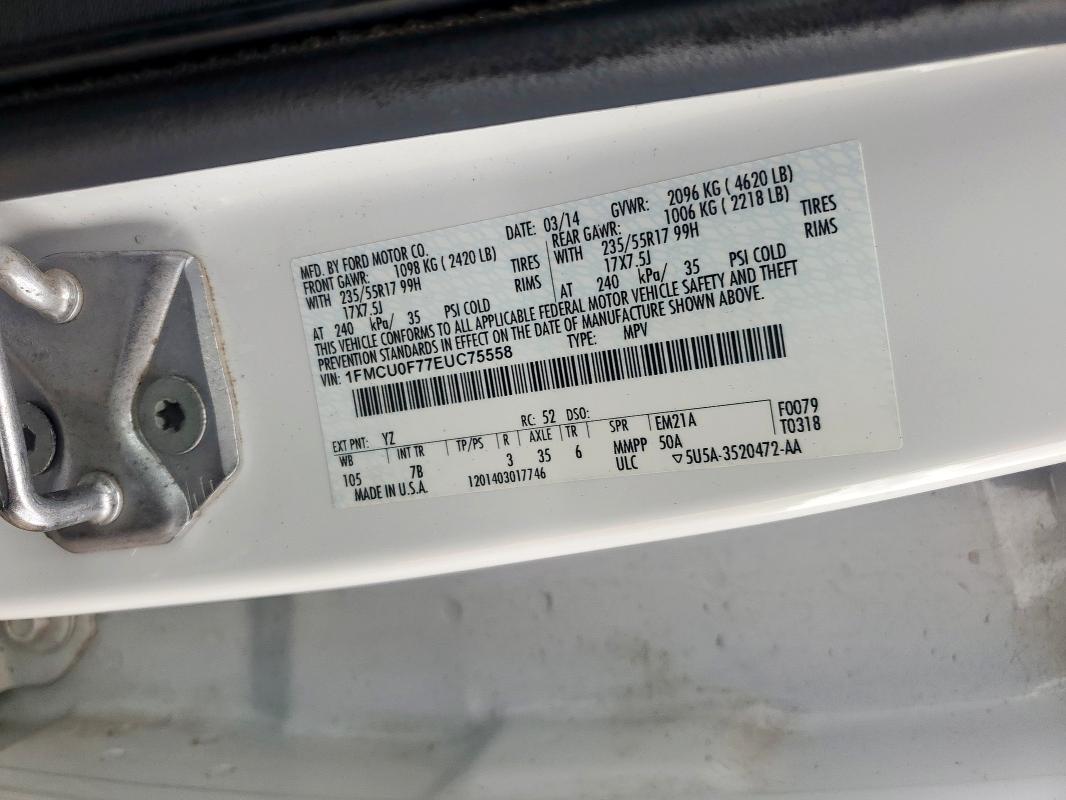 1FMCU0F77EUC75558 Ford 2014