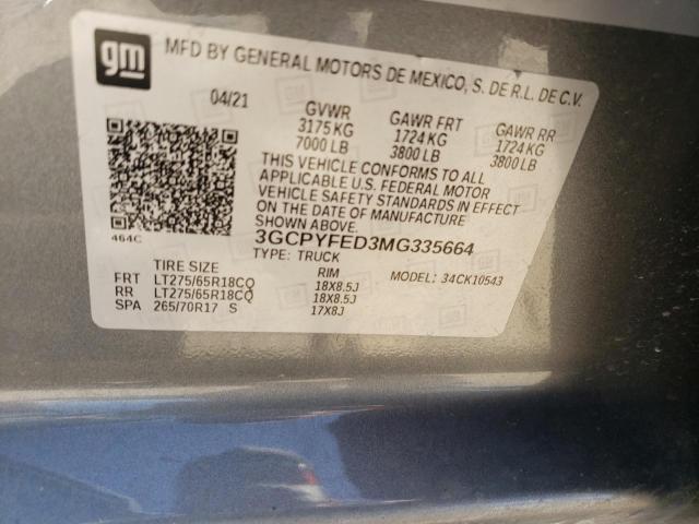 3GCPYFED3MG335664 Chevrolet l84 - di, alum, gen 5, var 2