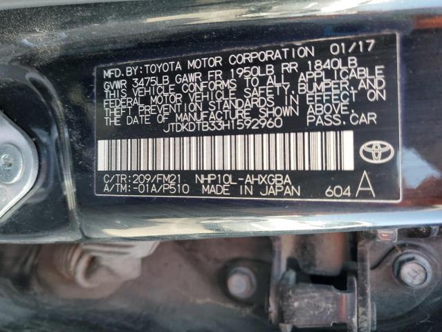 JTDKDTB33H1592960 Toyota PRIUS C