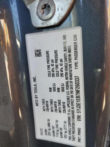 5YJ3E1EB7NF260337 Tesla Model S 60