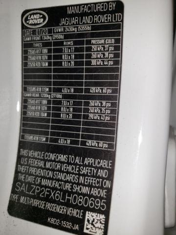 SALZP2FX6LH080695 Land Rover aj20p