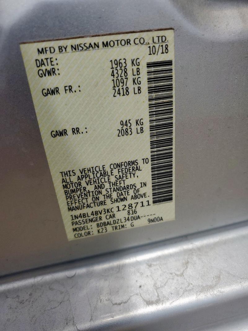 1N4BL4BV3KC128711 Nissan 2019