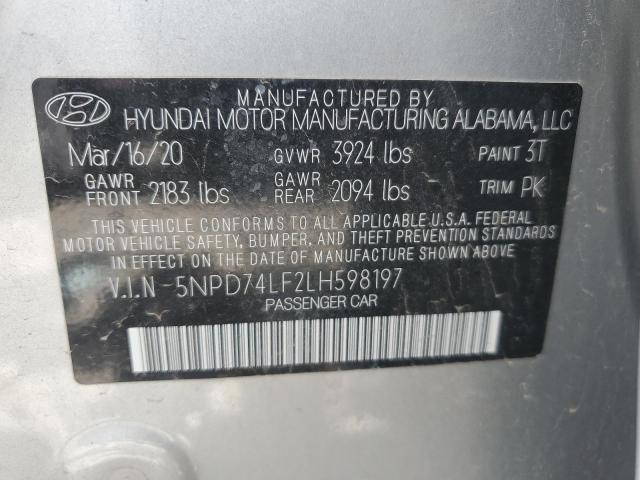 5NPD74LF2LH598197 Hyundai ELANTRA SE