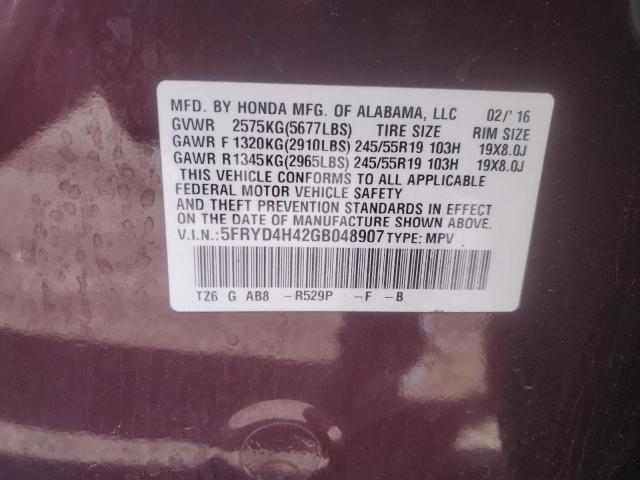 5FRYD4H42GB048907 Acura j35y5