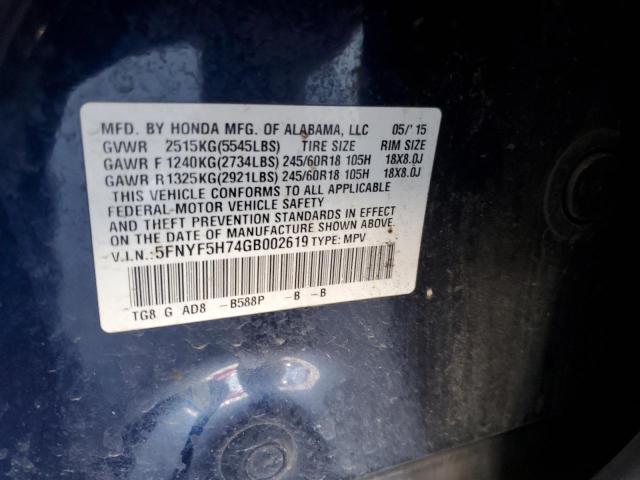 5FNYF5H74GB002619 Honda j35y6