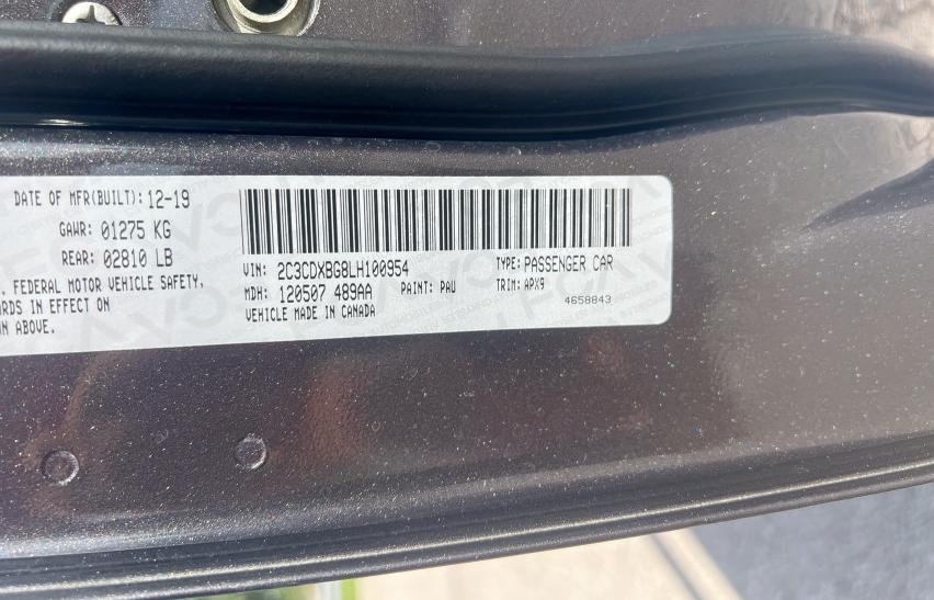 2C3CDXBG8LH100954 Dodge CHARGER SX