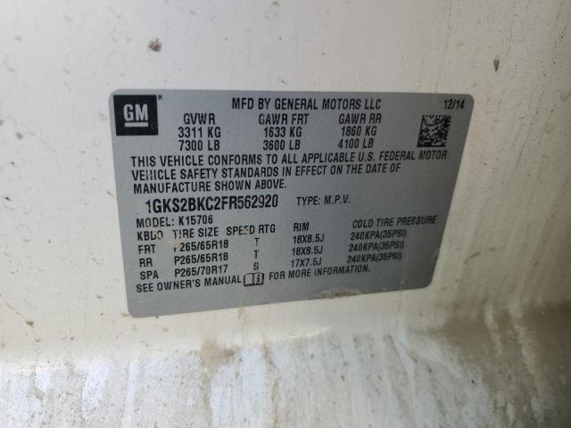 1GKS2BKC2FR562920 GMC l83 - vvt, active fuel management, aluminum