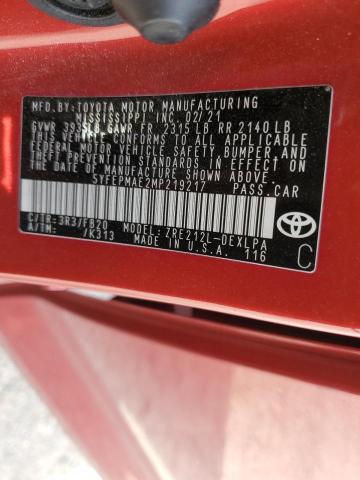 5YFEPMAE2MP219217 Toyota COROLLA LE