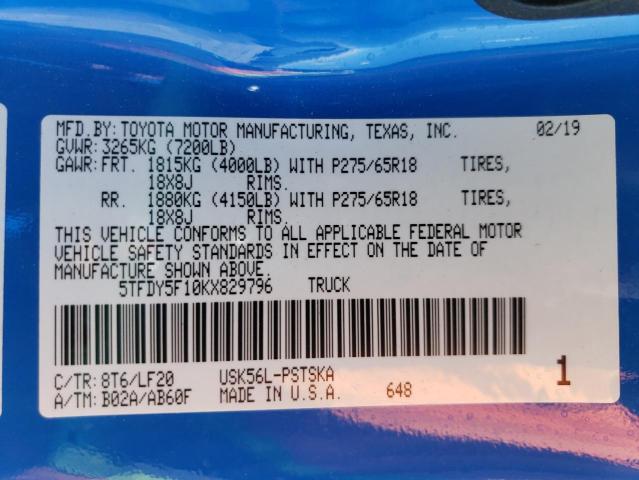 5TFDY5F10KX829796 Toyota 3ur-fe