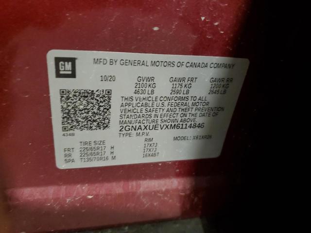 2GNAXUEVXM6114846 Chevrolet lyx