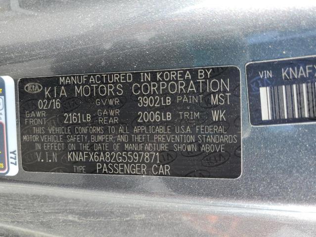 KNAFX6A82G5597871 KIA FORTE EX