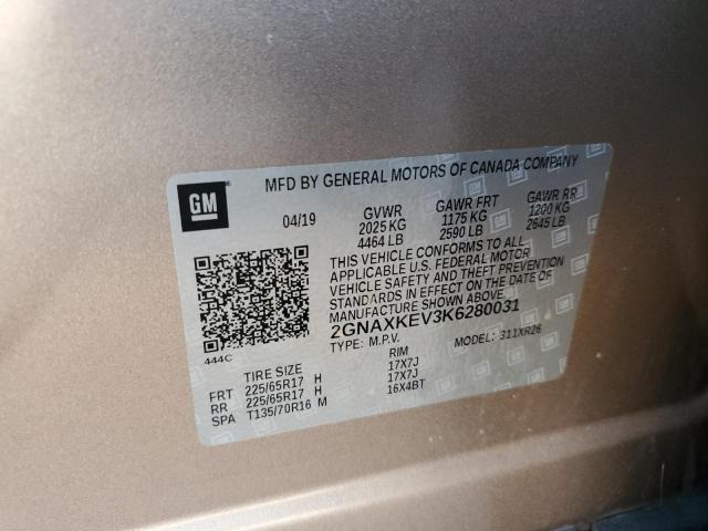 2GNAXKEV3K6280031 Chevrolet lyx - direct injection, vvt, fgt, turbo, alum, gen1