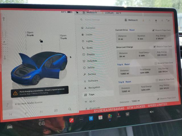 5YJ3E1EA3RF844540 Tesla MODEL 3