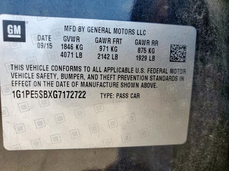 1G1PE5SBXG7172722 Chevrolet CRUZE LIMI