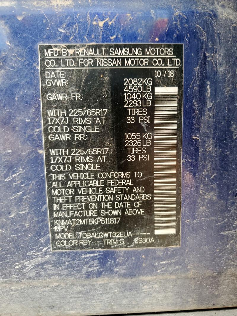 KNMAT2MT8KP511817 Nissan 2019