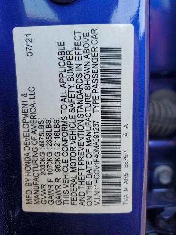 1HGCV1F40MA091237 Honda l15be