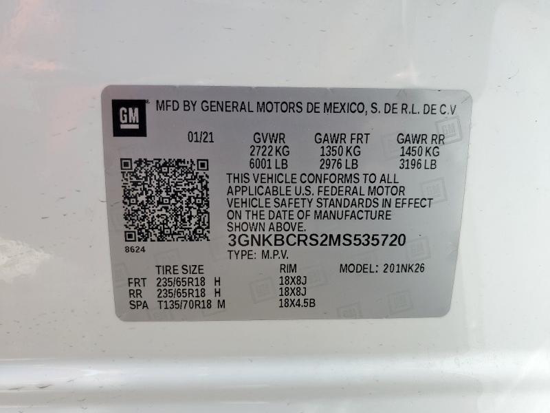 3GNKBCRS2MS535720 Chevrolet lgx
