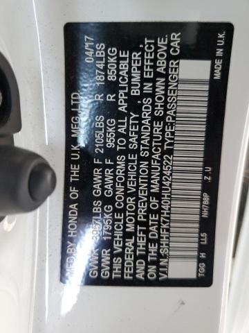 SHHFK7H40HU424522 Honda l15ba