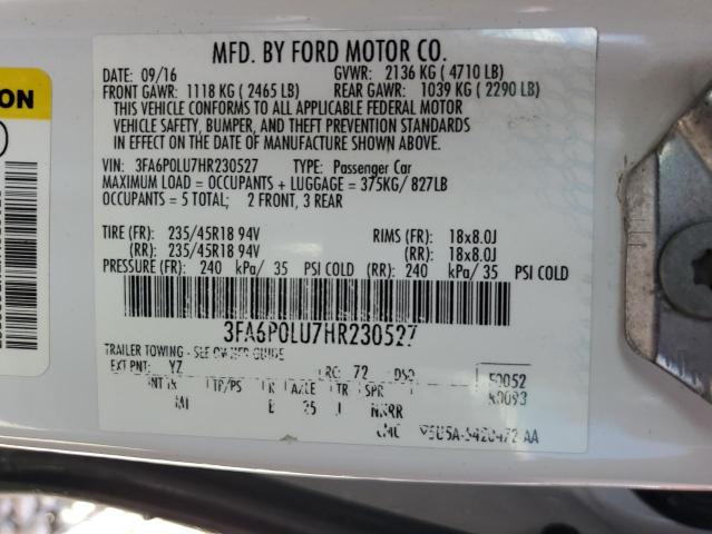 3FA6P0LU7HR230527 Ford FUSION SE
