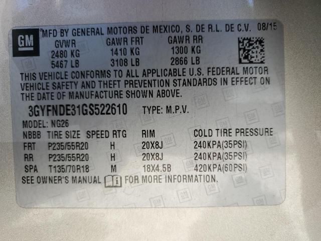 3GYFNDE31GS522610 Cadillac SRX PREMIU