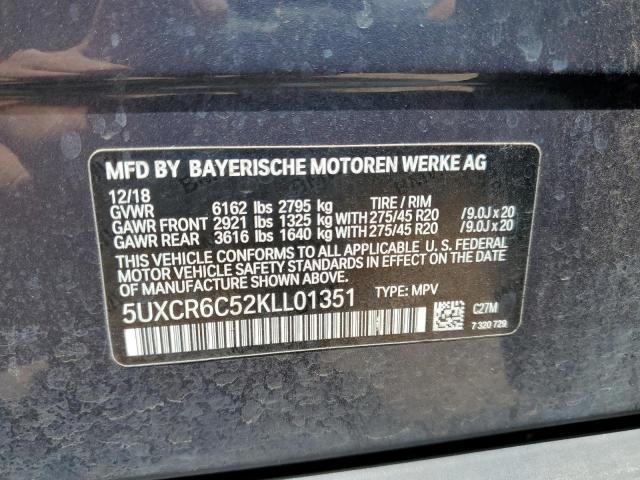 5UXCR6C52KLL01351 BMW 2019