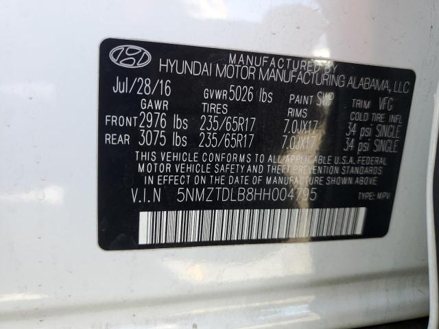 5NMZTDLB8HH004795 Hyundai gdi theta ii
