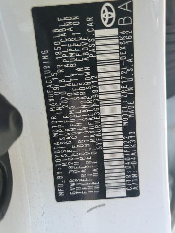 5YFBURHE3GP398712 Toyota 2zr-fe