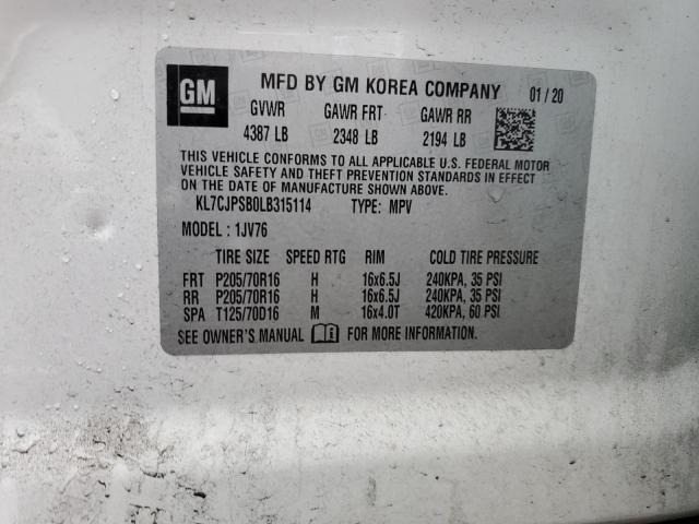 KL7CJPSB0LB315114 Chevrolet TRAX 1LT
