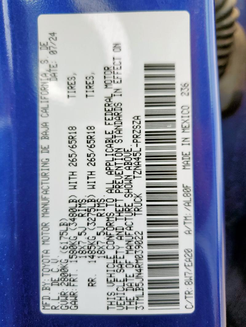 3TMLB5JN4RM039022 Toyota TACOMA DOU