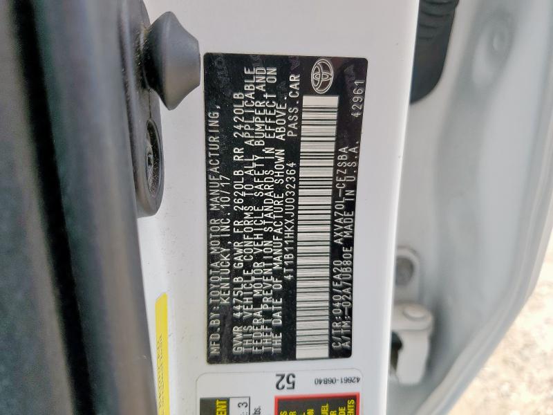 4T1B11HKXJU032364 Toyota CAMRY L