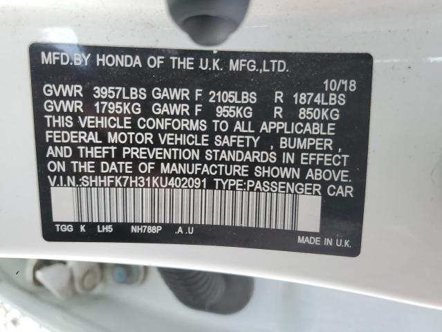 SHHFK7H31KU402091 Honda l15ba