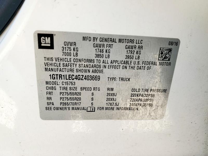 1GTR1LEC4GZ403669 GMC l83 - sidi, vvt, afm, e85 max, aluminum