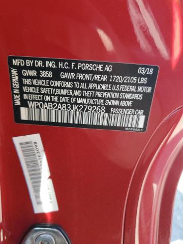 WP0AB2A83JK279268 Porsche Cayman S