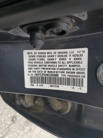 19XFC2F63KE203080 Honda Civic Lx