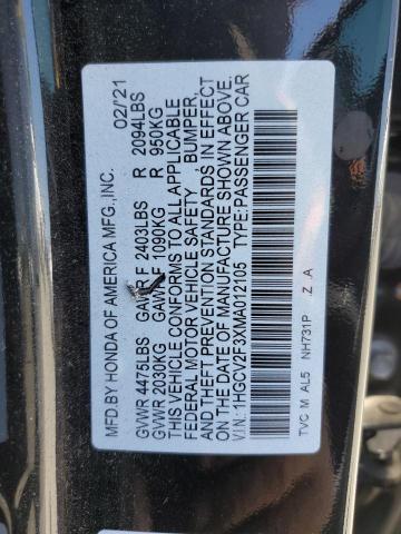 1HGCV2F3XMA012105 Honda k20c4