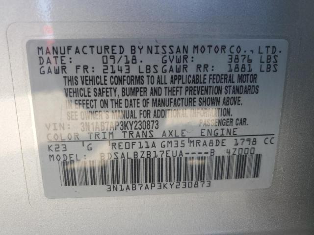 3N1AB7AP3KY230873 Nissan 2019