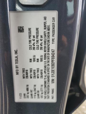 5YJ3E1EB2PF694247 Tesla 2023