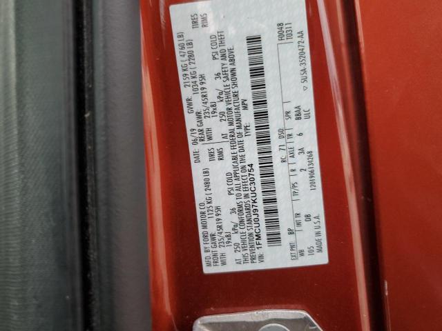 1FMCU0J97KUC30754 Ford 2019