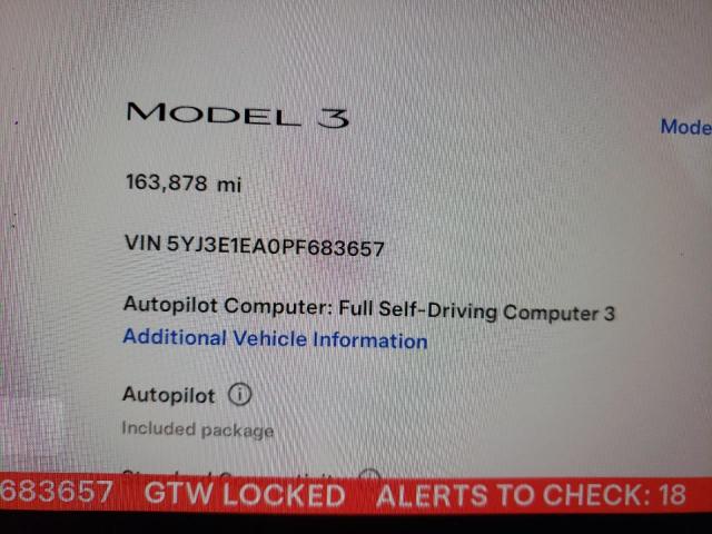 5YJ3E1EA0PF683657 Tesla MODEL 3