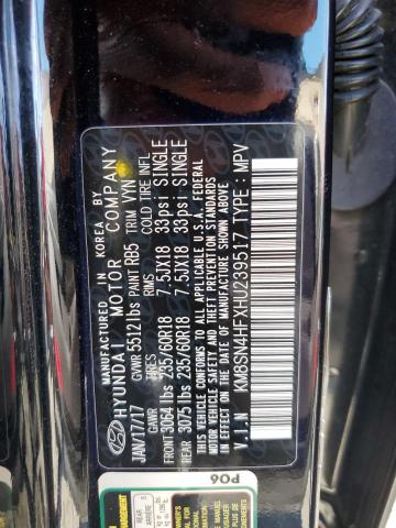 KM8SN4HFXHU239517 Hyundai SANTA FE S