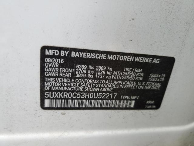 5UXKR0C53H0U52217 BMW X5 XDRIVE3