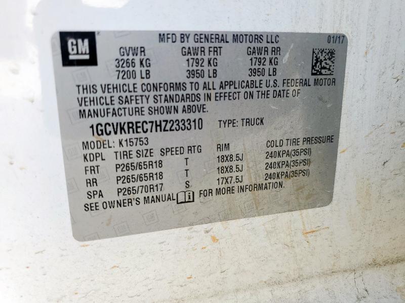 1GCVKREC7HZ233310 Chevrolet l83 - sidi: spark ignited direct injection, vvt: variable valve timing, afm, e85 max, alum