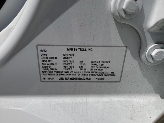 7SAYGDEE4NA022683 Tesla 2022