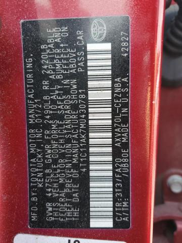 4T1C11AK7MU430781 Toyota CAMRY LE