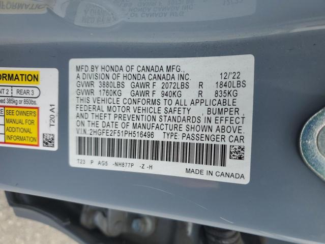 2HGFE2F51PH516496 Honda CIVIC SPOR