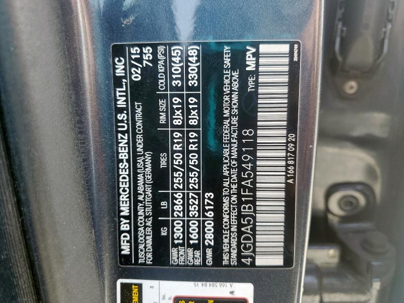 4JGDA5JB1FA549118 Mercedes-Benz ML 350