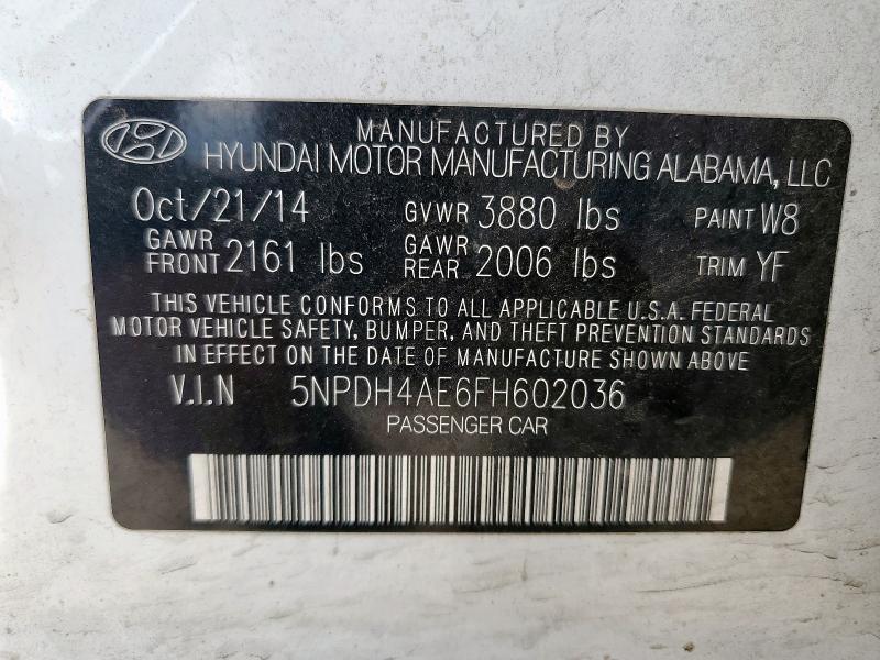 5NPDH4AE6FH602036 Hyundai dohc mpi nu